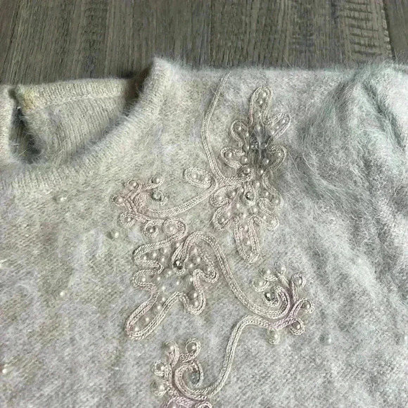🔥ALISON H.🔥 | Vintage light pink angora rabbit hair short sleeve sweater - Picture 4 of 12